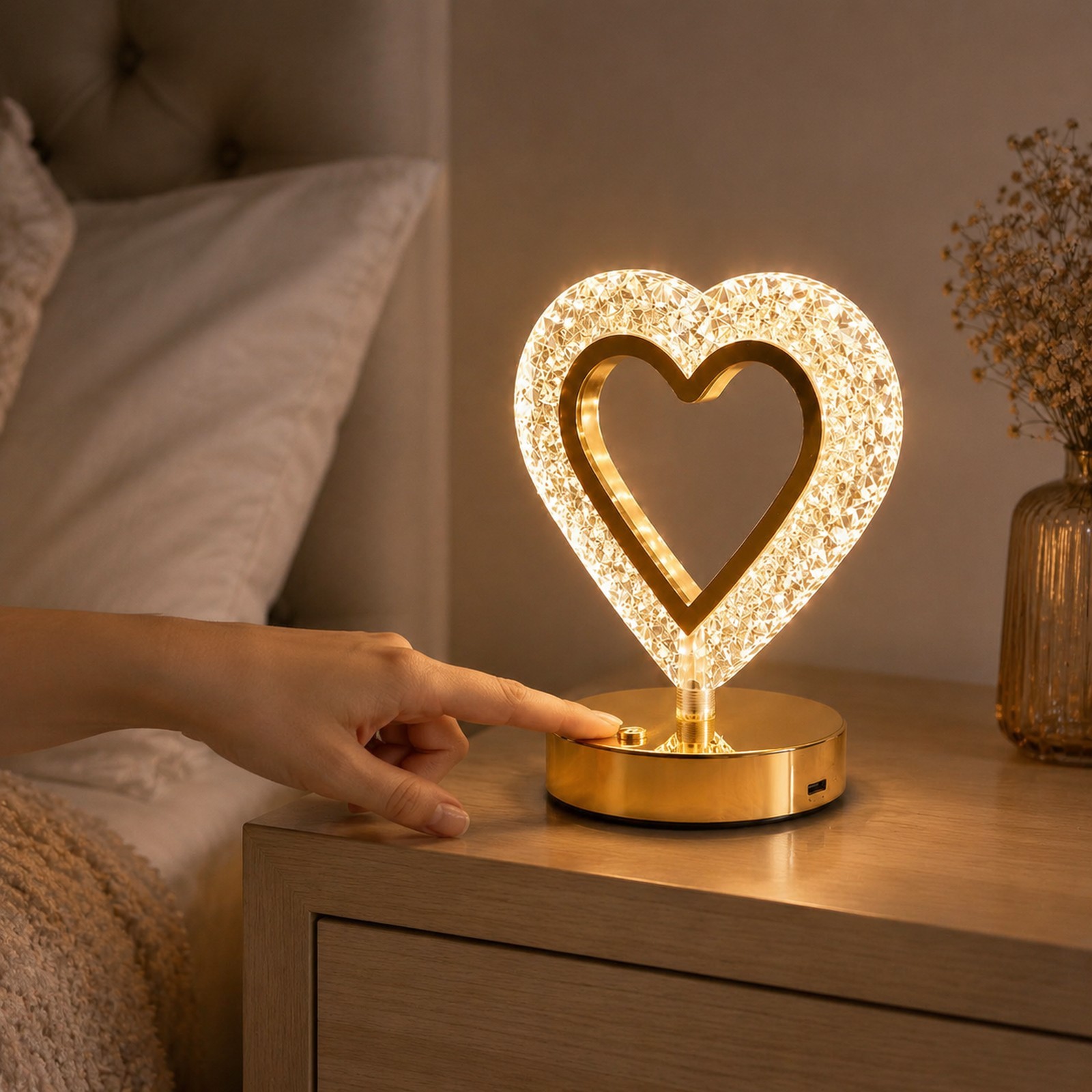 Crystal Heart Lamp