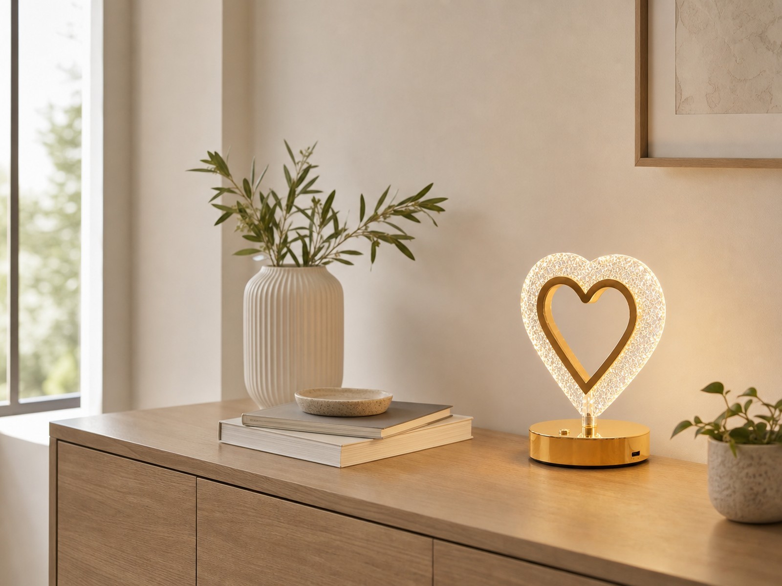 Crystal Heart Lamp