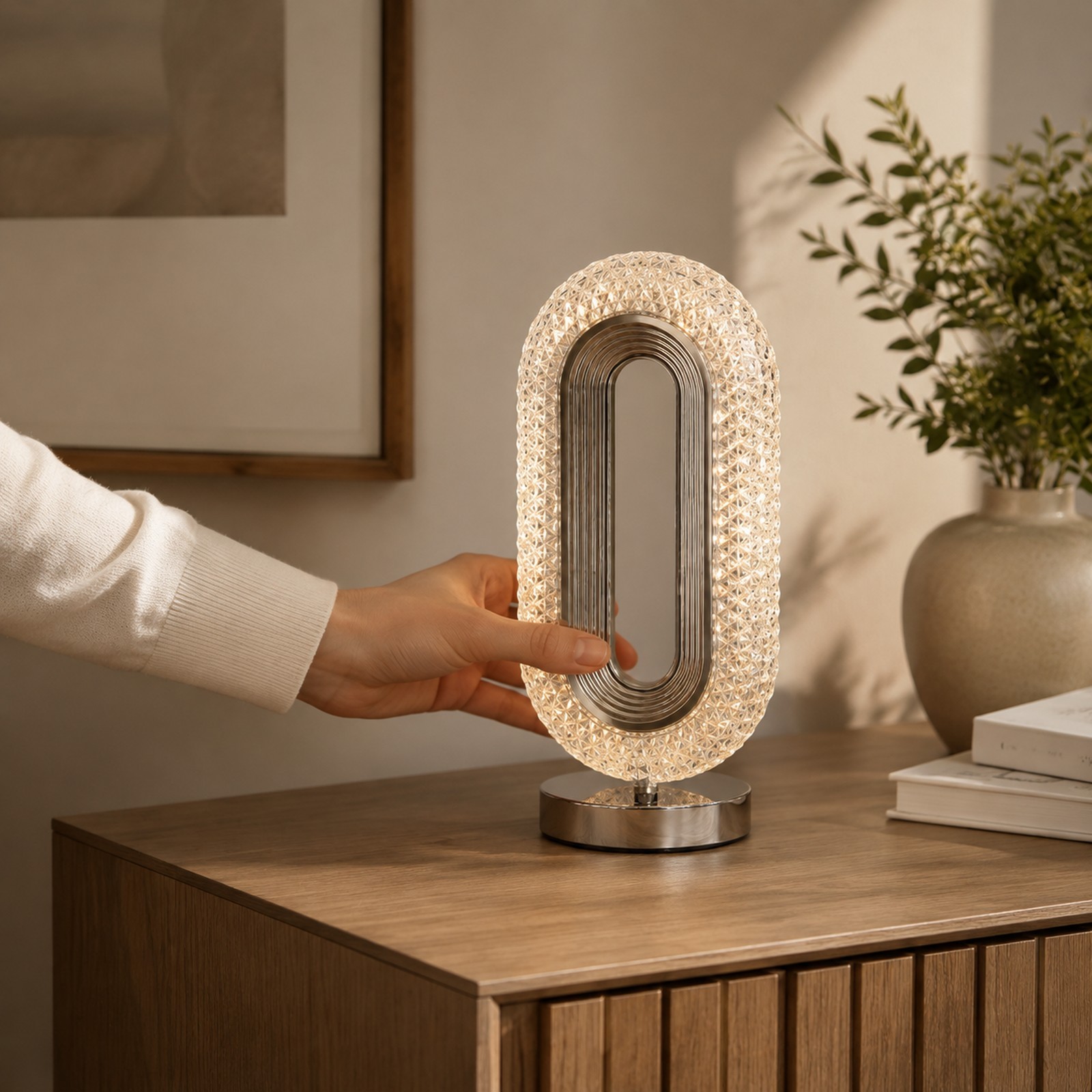 Crystal Oval Table Lamp
