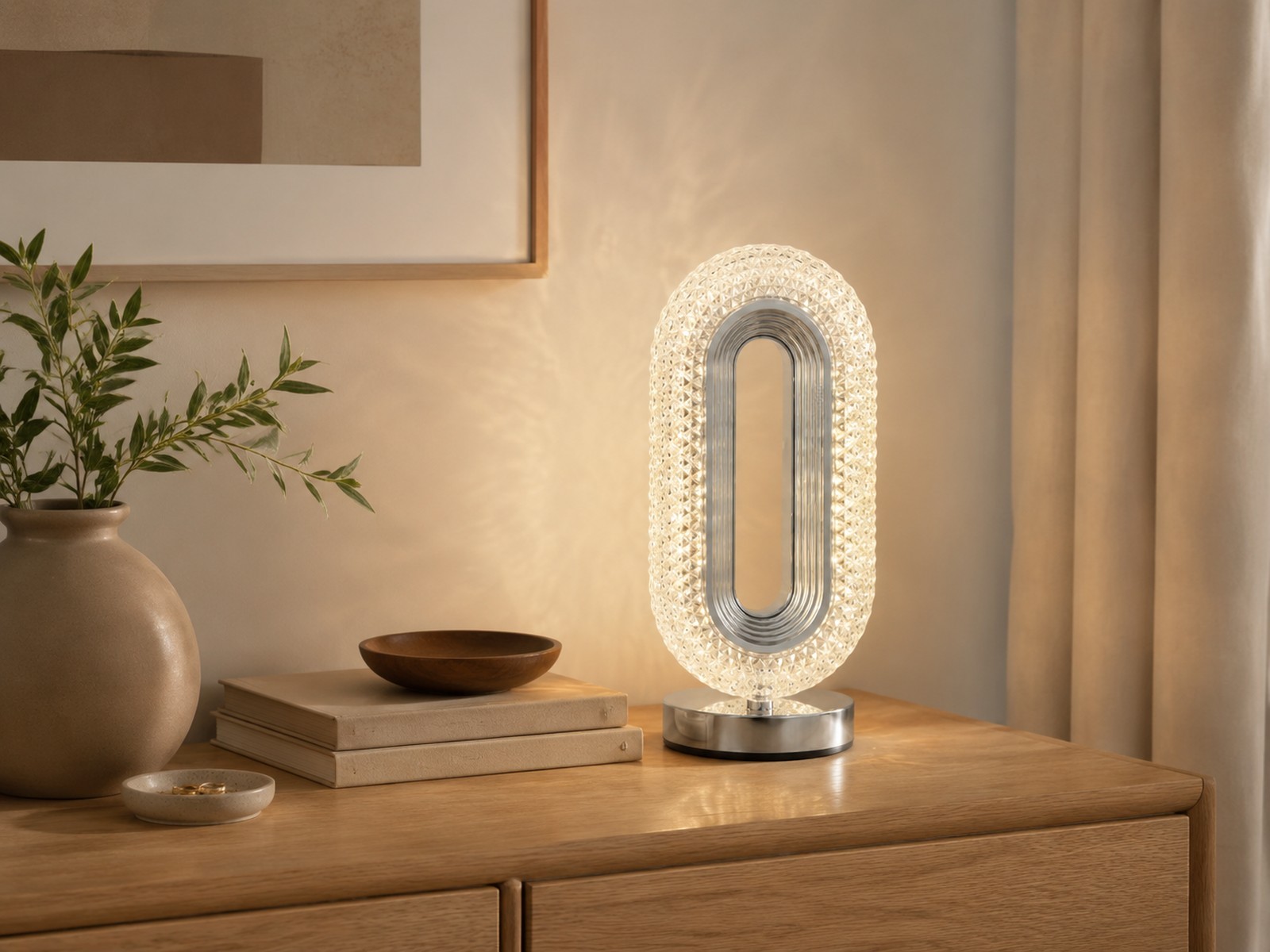 Crystal Oval Table Lamp
