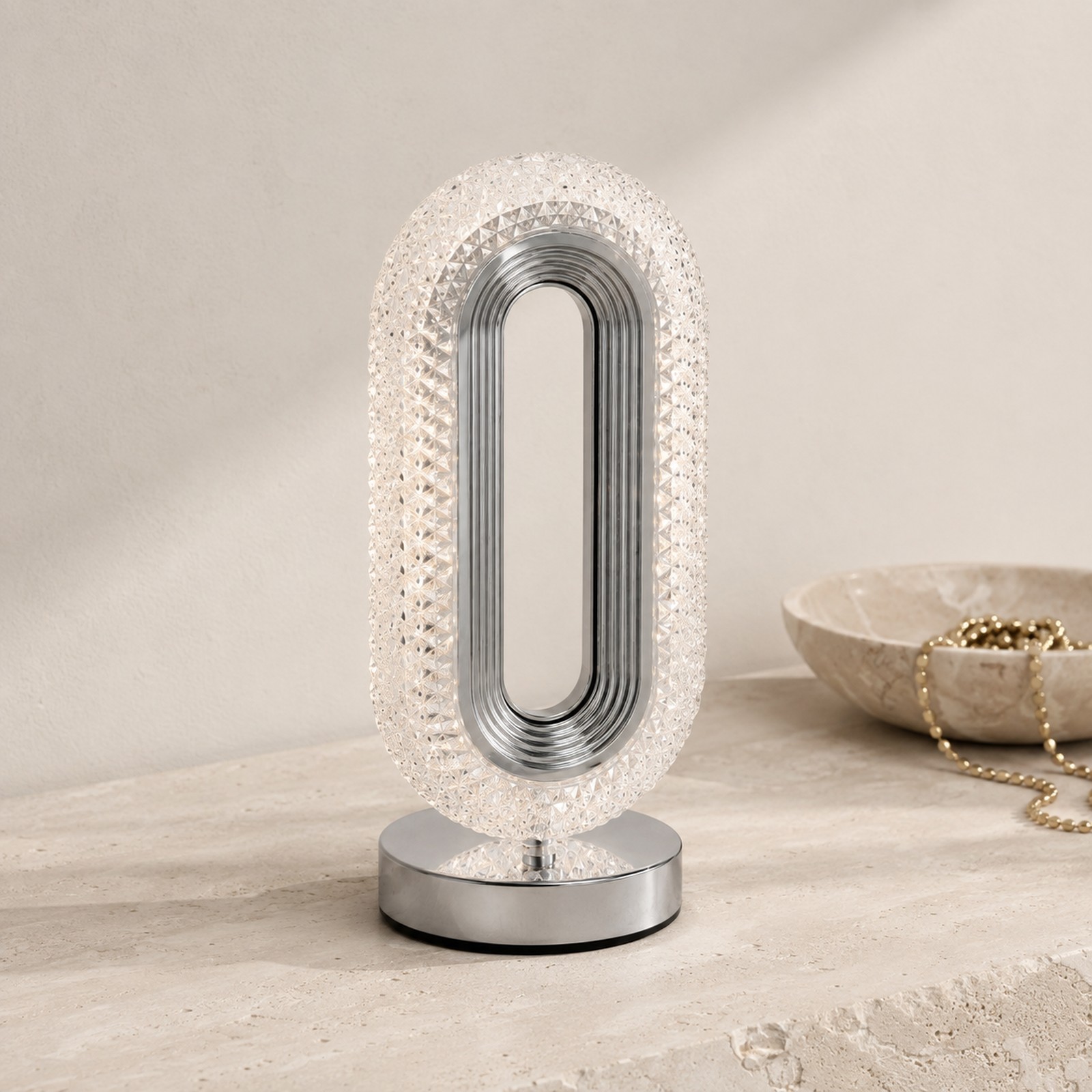 Crystal Oval Table Lamp