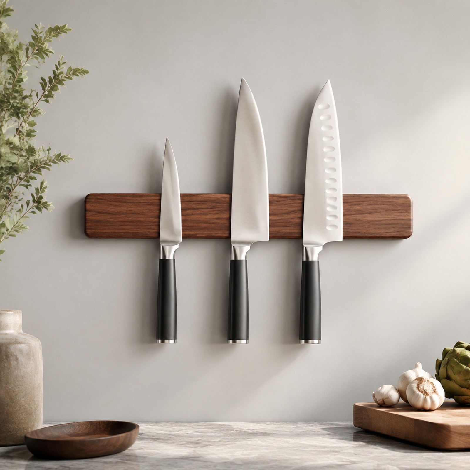 Walnut Magnetic Knife Bar
